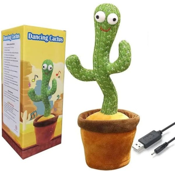 Rechargeable Cute Dancing Cactus Toy For Kids | Talking Dancing Shaking & Talk Back With Lights