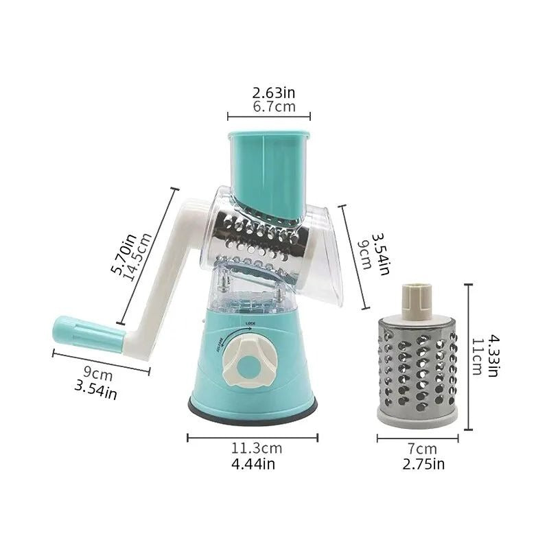 Table Top Drum Multifunctional Roller Vegetable Cutter Hand Crank