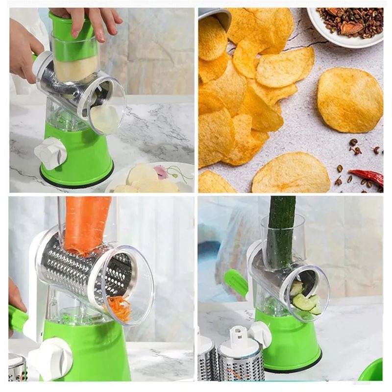 Table Top Drum Multifunctional Roller Vegetable Cutter Hand Crank