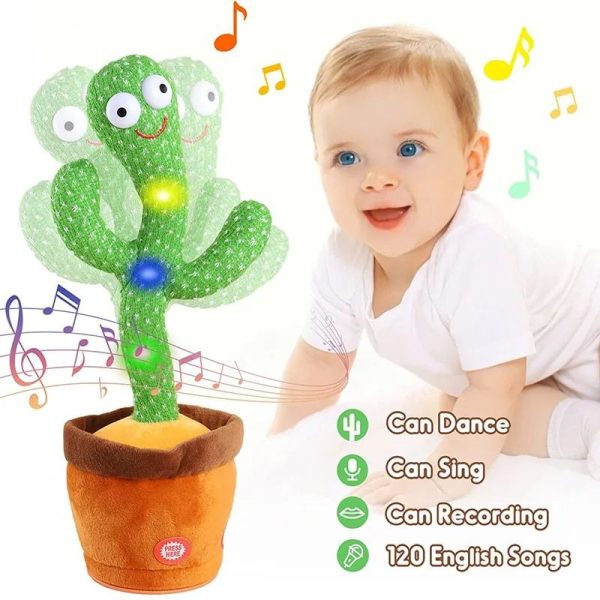 Rechargeable Cute Dancing Cactus Toy For Kids | Talking Dancing Shaking & Talk Back With Lights