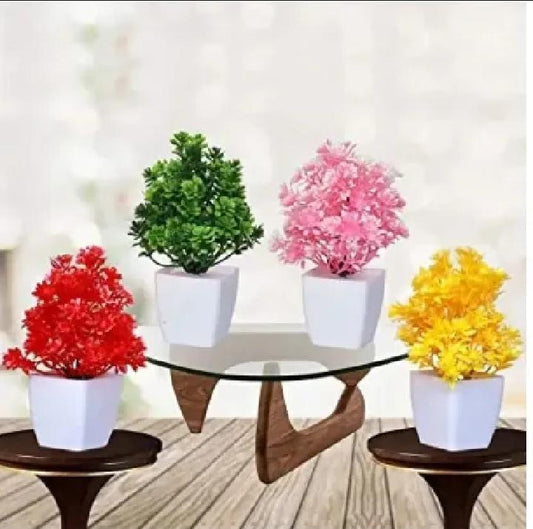 Vibrant Multicolour Flower Pot Planter Set - 4 Pcs for
Your Green Oasis